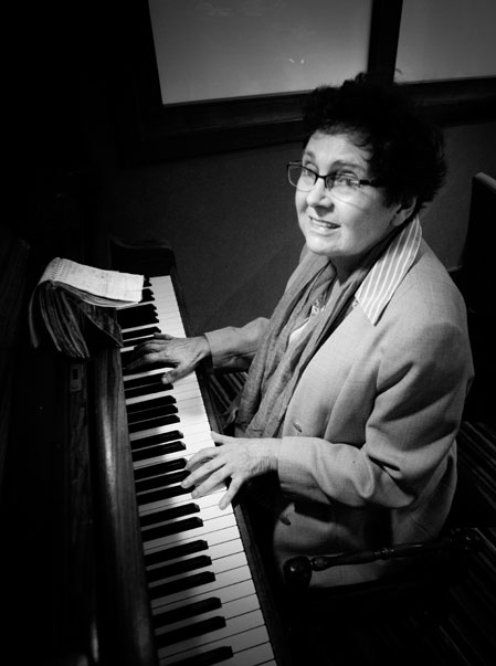 Brenda Andrews, photographed playing the piano in the Strand hotel Limerick, Ireland  
